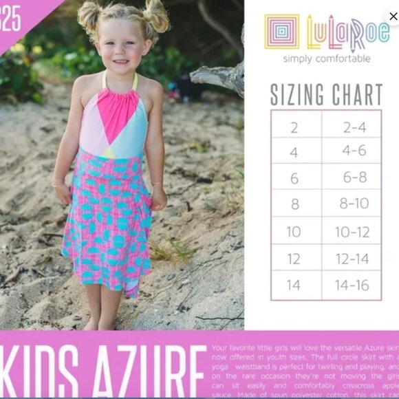 LuLaRoe Kids Blue and Gold Azure Skirt Size 12 - Picture 5 of 7